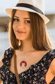 Sertifikalı Doğal Pembe Kuvars Taşı Hayat Ağacı Kolye thumbnail 4