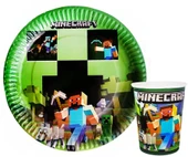 MİNECRAFT TEMALI KARTON TABAK VE BARDAK SETİ 8+8 ADET thumbnail 1