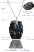 Sertifikalı Oval Model Karlı Obsidyen Taşı Kolye thumbnail 1