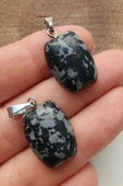 Sertifikalı Oval Model Karlı Obsidyen Taşı Kolye thumbnail 2