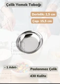 Çelik Yemek Tabağı 15,5 cm Paslanmaz Çelik Tabak thumbnail 1