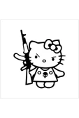 SEÇ Silahlı Kitty Sticker Çok Amaçlı Sticker thumbnail 1