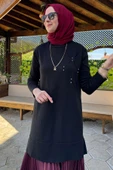 Gonca Taşlı Triko Tunik Siyah thumbnail 2