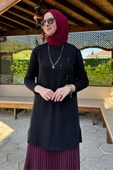 Gonca Taşlı Triko Tunik Siyah thumbnail 3