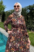 Şal Desenli Elbise Siyah thumbnail 3