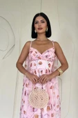 Pudra Şifon Drapeli Elbise thumbnail 2