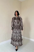 Leopar Pilise Detaylı Lastikli Elbise thumbnail 1