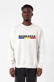 Romania Flag Lettern Beyaz Erkek 2ip Sweatshirt thumbnail 1