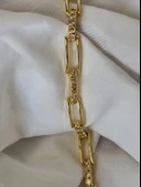 Dikdörtgen Model Elmas Görünümlü Gold Çelik Bileklik thumbnail 1
