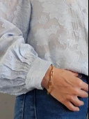Dikdörtgen Model Elmas Görünümlü Gold Çelik Bileklik thumbnail 2