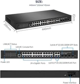 Longline 24 PORT FULL GIGABIT MANAGED SWITCH+2SFP SLOTS thumbnail 3