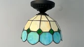 Yüceeller Tavan Vitray Avize 25cm 10" Yeşil thumbnail 1