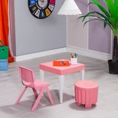 Junior Çocuk Kare Aktivite Masa Seti - Pembe thumbnail 3