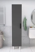 5 Raflı Banyo Boy Dolabı Beyaz Antrasit thumbnail 1