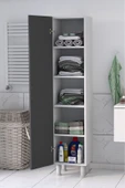 5 Raflı Banyo Boy Dolabı Beyaz Antrasit thumbnail 2