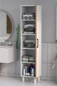 5 Raflı Banyo Boy Dolabı Beyaz Çam thumbnail 4
