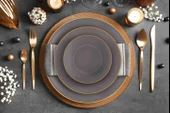 The Mia Basic Yemek Tabağı 6 Lı Set Gri - 20cm thumbnail 2