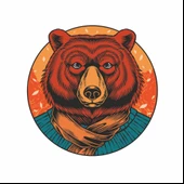 Ayı Sticker 10x10 cmRenkli Sticker thumbnail 1
