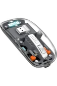 FMOUSE M133 Şeffaf Kablosuz Bluetooth Mouse Üç Modlu Sessiz Şarj Edilebilir thumbnail 1