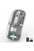 FMOUSE M133 Şeffaf Kablosuz Bluetooth Mouse Üç Modlu Sessiz Şarj Edilebilir thumbnail 4
