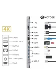 Pc Macbook 14'ü 1 Arada Type-c Multifonksiyonel Dönüştürücü Hub thumbnail 5