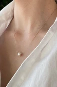 8,5 mm Tek Taneli Doğal İnci Kolye thumbnail 1