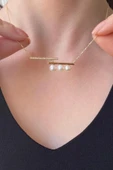 6,5 mm Üç Doğal İncili Kolye thumbnail 2