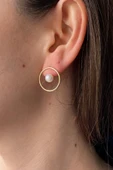 7,5 mm Daire Modelli Doğal İnci Küpe thumbnail 1