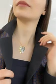Sedef Taşlı Yaprak Kolye thumbnail 2