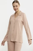Gömlek Model Nakışlı Pijama Takım - Somon thumbnail 3