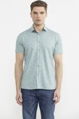Slim Fit Baskılı Penye Gömlek - Yeşil thumbnail 1