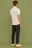 Slim Fit Baskılı Penye Gömlek - Beyaz thumbnail 6