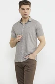 Slim Fit Baskılı Penye Gömlek - Vizon thumbnail 3