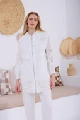 BRODE NAKIŞLI KAPŞONLU TRENCH thumbnail 1