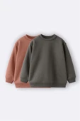2'li Basic Şardonlu Çocuk Sweatshirt 3-10 Yaş Hardal-Antrasit thumbnail 1
