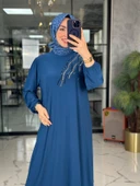 Serpil Elbise-İndigo mavi indigo thumbnail 5