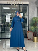 Serpil Elbise-İndigo mavi indigo thumbnail 2