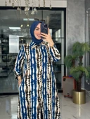 Lenna Uzun Gömlek-İndigo mavi indigo thumbnail 4