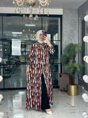 Lenna Uzun Gömlek-Bordo Bordo thumbnail 4