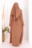 Pilise Detay Elbise ŞAL HEDİYE   6039 Taba thumbnail 5