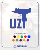 Uzi Araba Stickeri 17x17 Cm Mavi thumbnail 1