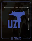 Uzi Araba Stickeri 17x17 Cm Mavi thumbnail 2