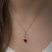 Gül Tasarımlı 925 Ayar Gümüş Kolye Rose thumbnail 2