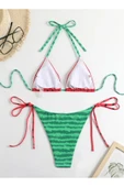 REDB Üçgen bikini moda bağcıklı sevimli detaylı baskı Bikini mayo thumbnail 4