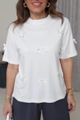Fiyonklu Beyaz T-Shirt thumbnail 2
