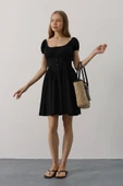 Beli Korseli Mini Elbise - Siyah thumbnail 3
