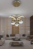 Dron 3 Renk Modern Sarkıt 4 Toplu Led Avize Powerled Ledli Avize thumbnail 6