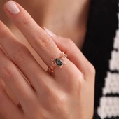 Moss Agate Altın Yüzük Rose thumbnail 1