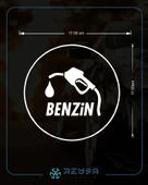 Benzin Araba Sticker 17x17 Cm Beyaz thumbnail 2