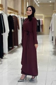 Gül Detaylı Elbise 3976 Bordo thumbnail 3